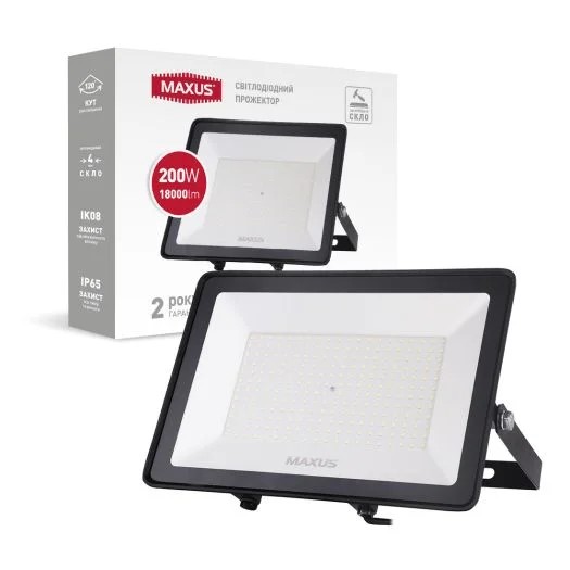 Прожектор світлодіодний MAXUS FL-04 200W 5000K IP65 (1-MFL-04-20050)